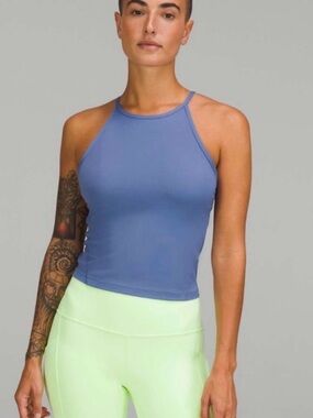 Lululemon Lightweight High-Neck Yoga Tank Top Water Drop Blue Size 14